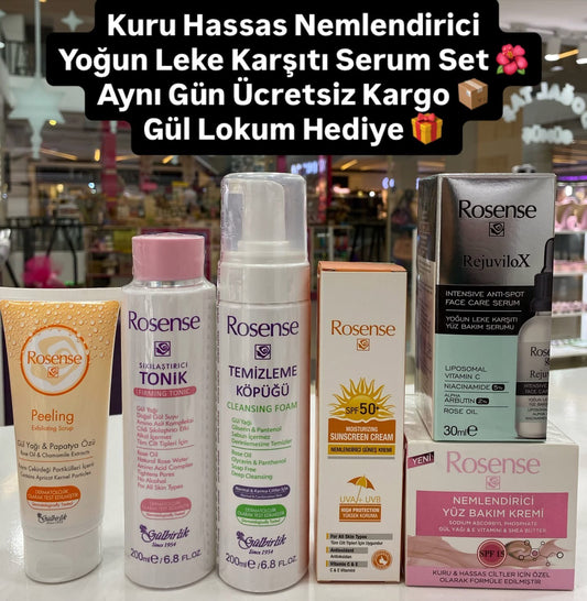 Kuru hassas ciltler için leke serumlu set